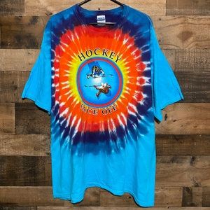 Vintage Hockey Face Off Tie Dye T-Shirt Size XXL